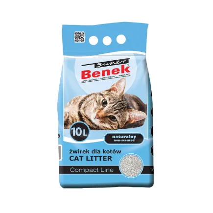 Super Benek Бентонітовий Компактний наповнювач для котячого туалету 10л