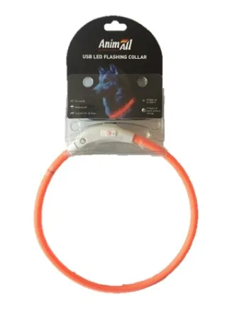 Нашийник AnimAll LED для собак, розмір S, 35 см, помаранчевий