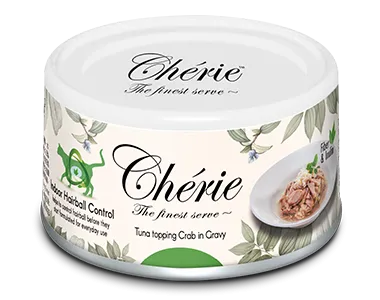 Cherie 80g Hairball Control Вологий корм для котів контроль утворення грудочок шерсті зі шматочками тунця та краба у соусі