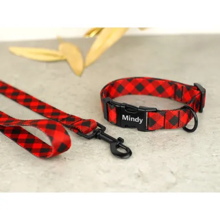 Нашийник для собак BronzeDog Urban нейлоновий Клітинка Червоний XL