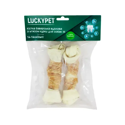 Кістка Баварська вузлова №3 M + м'ясо курки, 14-16 см, 2шт/уп, Lucky Pet