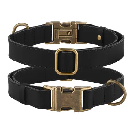 Нашийник для собак шкіряний BronzeDog Antiq чорний S