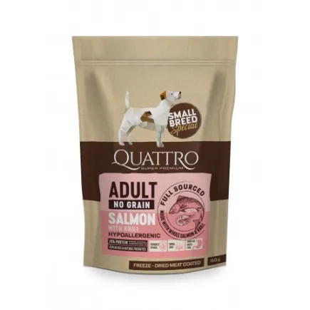 Quattro Adult Salmon Small Breed корм для дорослих собак дрібних порід з лососем та крилем 150 г