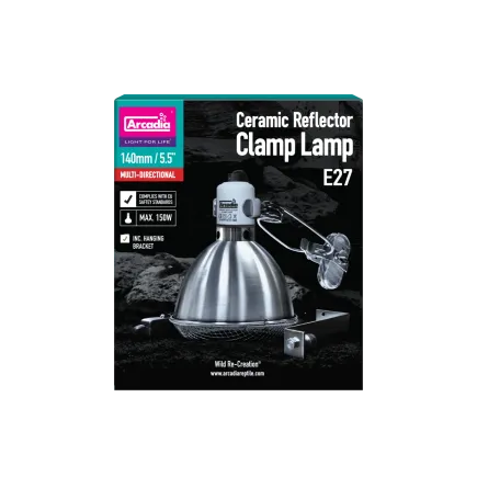 ARCADIA REFLECTOR CLAMP LAMP WITH CERAMIC HOLDER E27 14CM STAINLESS STEEL (R2100080) світильник для тераріума