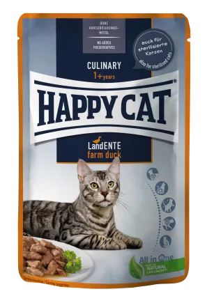 Вологий корм Happy Cat Culinary LandEnte у вигляді шматочків в cоусі для котів з качкою