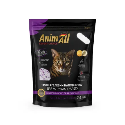 Силікагелевий наповнювач AnimAll Premium Кристали аметиста, для котів, 7.6 л (3.2 кг)