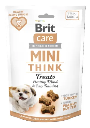 Ласощі Brit Care Mini Treats Think для собак малих порід, для підтримки розумових здібностей, з індичкою, смак арахісового масла, 50 г