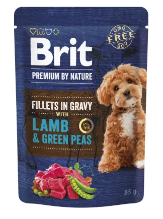 Корм вологий Brit Premium Fillets in Gravy Lamb & Green Peas для собак малих порід філе в соусі ягня і зелений горошок 85 г