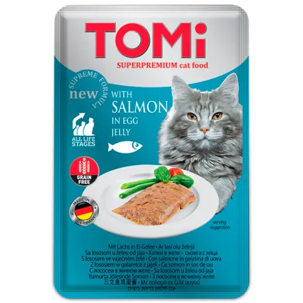 TOMi Salmon In Egg Jelly ТОМІ ЛОСОСЬ В ЯЄЧНОМУ ЖЕЛЕ консерви для котів, вологий корм, пауч 100г 0,1 кг