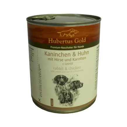 Hubertus Gold Kaninchen & Huhn. Консерви для собак. Кролик та курка з пшоном і морквою, 800 г