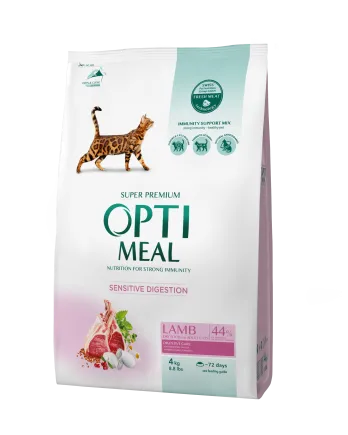 OPTIMEAL сухий корм для котів з чутливим травленням - ягня 4 кг