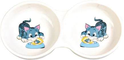 Миска Trixie для котів, подвійна, керамічна, 11 см, 150 мл