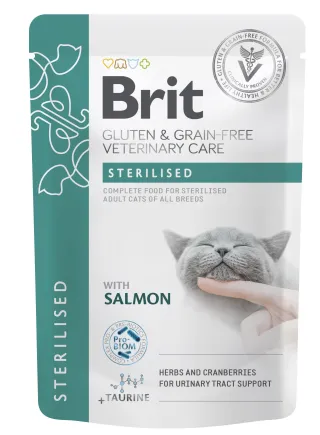 Корм вологий Brit GF VD Care Sterilised для котів з лососем 85 г