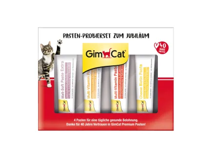 Бокс ювілейний з пастами GimCat PASTEN-PROBIERSET ZUM JUBILAUM для котів 60 г (4 шт х 15 г)