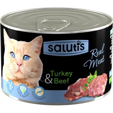 Salutis (Салютис) Real Meat Turkey Beef консерва для котів індичка і телятина, 190 г