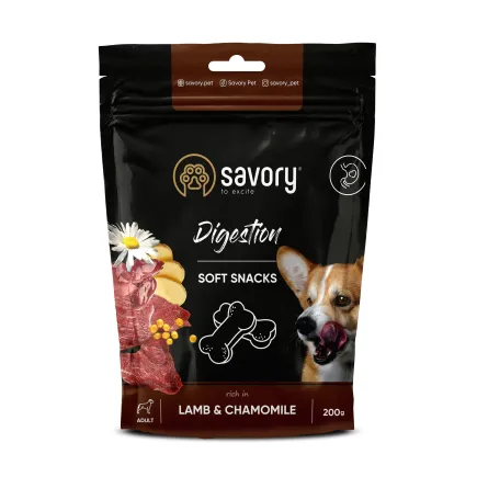 М'які ласощі Savory для покращення травлення собак, ягня та ромашка, 200 г