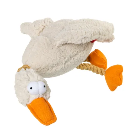 Іграшка для собак Качка з пищалкою GiGwi Catch & fetch, текстиль, мотузка, 36 см