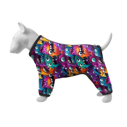 Вітровка для собак WAUDOG Clothes, малюнок "Зубасті монстри", M45, В 55-60 см, С 37-40 см