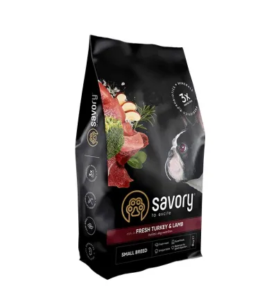 Сухий корм Savory Small для собак малих порід, зі свіжим ягням та індичкою, 8 кг
