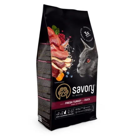 Корм сухий Savory Adult Cat Steril Fresh Turkey with Duck для стерилізованих котів з індичкою та качкою 400 г