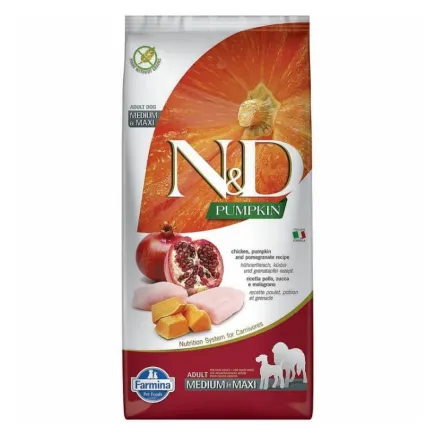 Фарміна дог сух пробник N&D Grain Free PUMPKIN CHICKEN & POMEGRANATE ADULT MEDIUM & MAXI 100 gr