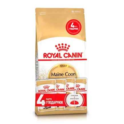 Сухий корм Royal Canin MAINECOON ADULT для котів породи Мейн-кун 2 кг + 4 Wet Maine Coon Adult Gravy 85г
