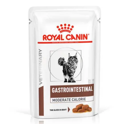 Дієтичний вологий корм Royal Canin GASTROINTESTINAL MODERATE CALORIE CAT(шматочки у соусі) для котів 85 г