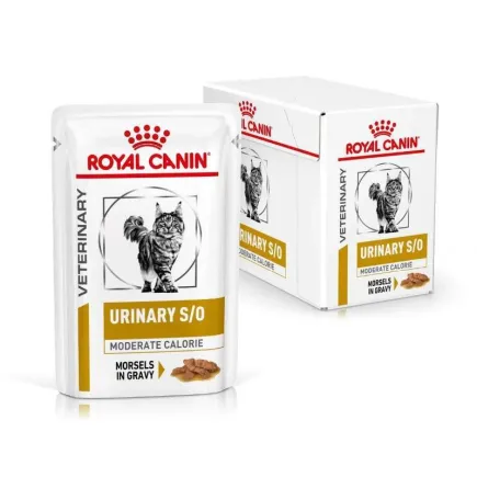 Дієтичний вологий корм Royal Canin URINARY S/O MODERATE CALORIE CAT (шматочки у соусі) для котів 12х85г 8+4