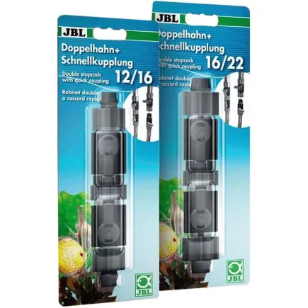 JBL double stopcock + quickcoupling Швидкознімна муфта для підключення, відключення і перекриття шлангів в акваріумі, 16/22 мм