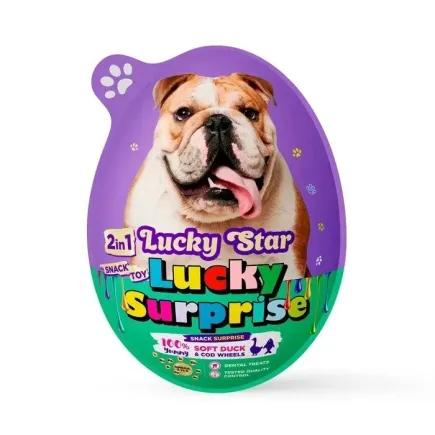 Яйце-сюрприз Lucky Star з іграшкою та ласощами міні-ролами з качкою та тріскою для собак, 20г