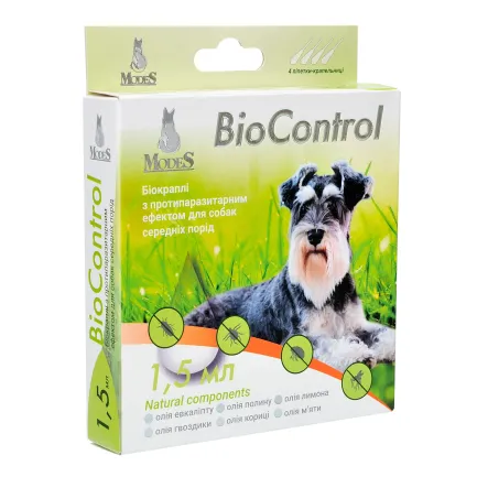 Біо контроль (BioControl) біокраплі з протипаразитарним ефектом для собак середніх порід 1,5 мл, MODES