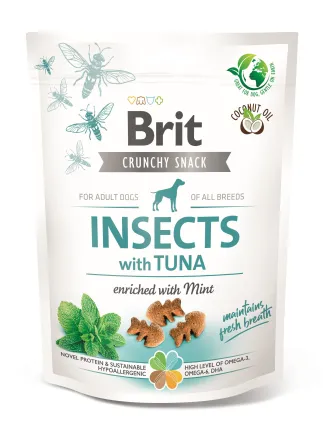 Ласощі для собак Brit Care Dog Crunchy Cracker Insects для свіжості подиху комахи, тунець, м'ята, 200 г