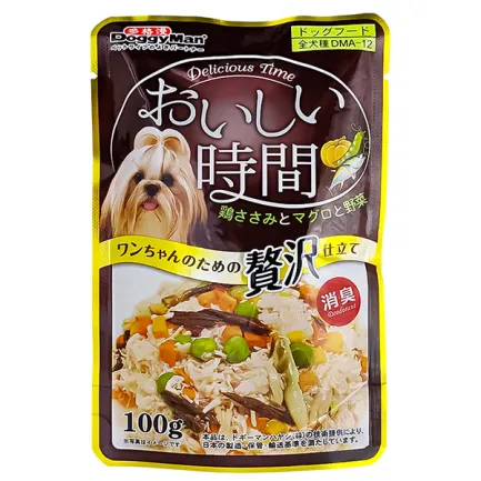 DoggyMan Low Fat Chicken &amp; Tuna, Bonito ДОГГІМЕН КУРКА З ТУНЦЕМ І МАКРЕЛЛЮ в желе консерви для собак, вологий корм, пауч 100г