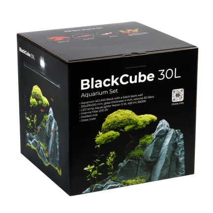 Акваріумний набір BlackCube 30 літрів, з чорною задньою стінкою, 31х31х31 см, скло 4 мм — Фото 1