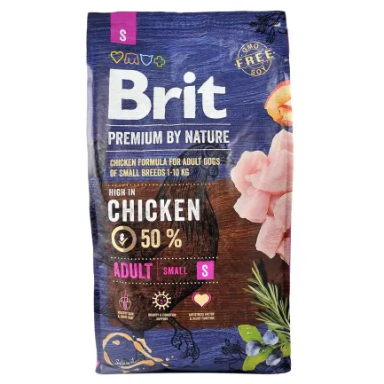 Сухий корм Brit Premium Dog Adult S для дорослих собак малих порід, з куркою, 8 кг — Фото 2