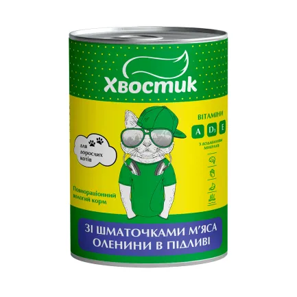 Корм ХВОСТИК для котів з олениною 415г