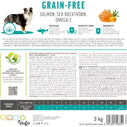 Сухий корм Brit Care Dog Grain-free Adult для собак малих і середніх порід, беззерновий з лососем, 3 кг — Фото 6