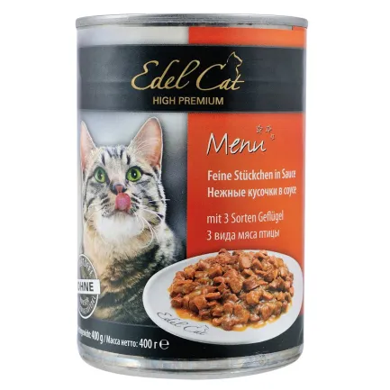 Вологий корм Edel Cat для котів, три види птиці, 400 г