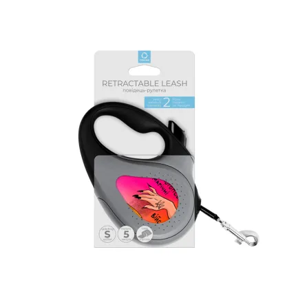 Повідець-рулетка для собак WAUDOG R-leash, малюнок "Конотопські магічні війська", S, до 15 кг, 5 м, світловідбиваюча стрічка чорний — Фото 3