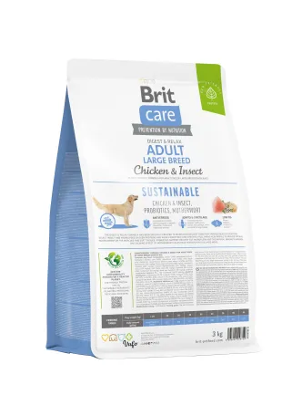 Сухий корм Brit Care Dog Sustainable Adult Large Breed для собак великих порід, з куркою та комахами, 3 кг — Фото 2