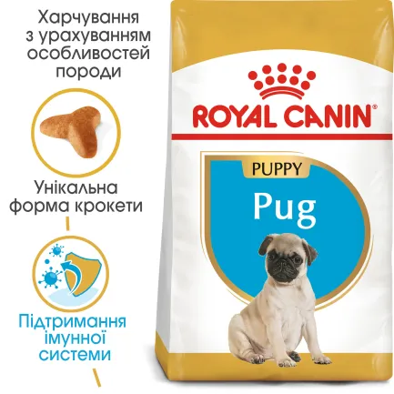 Сухий корм Royal Canin PUG PUPPY для цуценят породи Мопс 1,5 кг — Фото 1