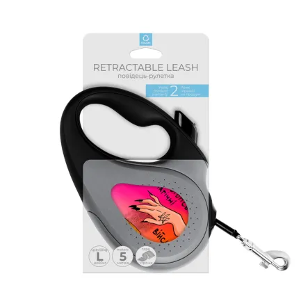 Повідець-рулетка для собак WAUDOG R-leash, малюнок "Конотопські магічні війська", L, до 50 кг, 5 м, світловідбиваюча стрічка чорний — Фото 3