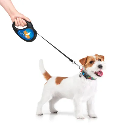 Повідець-рулетка для собак WAUDOG R-leash, малюнок "Прапор", S, до 15 кг, 5 м, світловідбиваюча стрічка чорний — Фото 7