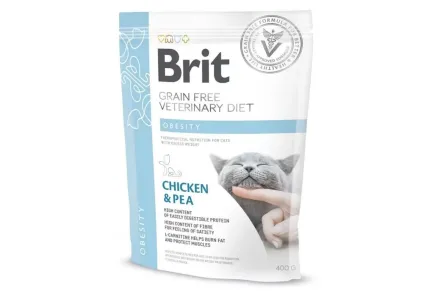 Сухий корм Brit GF VetDiet Cat Obesity для котів, при зайвій вазі та ожирінні, з куркою та горохом, 400 г