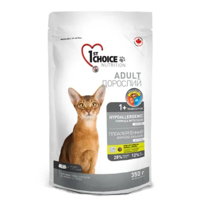 1st Choice Adult Hypoallergenic ФЕСТ ЧОЙС ГІПОАЛЕРГЕННИЙ КАЧКА БАТАТ беззерновий сухий суперпреміум корм для котів 0,35 кг