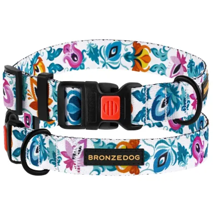 Нашийник для собак BronzeDog Urban Folk нейлоновий з пластиковою пряжкою білий L