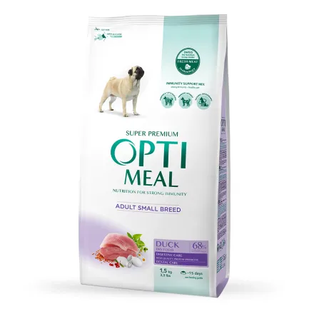 OPTIMEAL™. Повнораціонний сухий корм для дорослих собак малих порід - качка, 1,5 кг