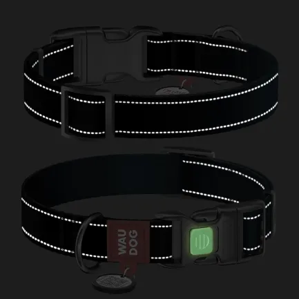 Нашийник для собак нейлоновий WAUDOG Nylon Mono з QR паспортом, світловідбивний, пластиковий фастекс, S, Ш 15 мм, Дов 25-35 см чорний — Фото 4