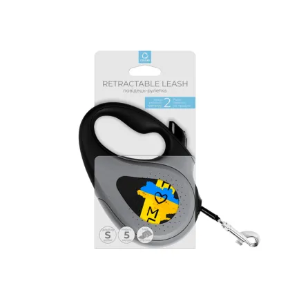 Повідець-рулетка для собак WAUDOG R-leash, малюнок "Дім", S, до 15 кг, 5 м, світловідбиваюча стрічка чорний — Фото 3