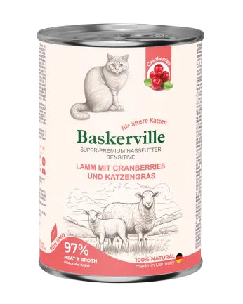Baskerville KF Sensitive Lamm Mit Preiselbeeren. Ягня з журавлиною та котячою м'ятою, 400 г